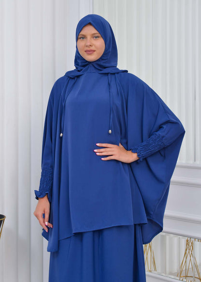 Muslim Hijab Dresses For Women -Standard Size Hooded Veiled Sheet 824 - Meeresblau