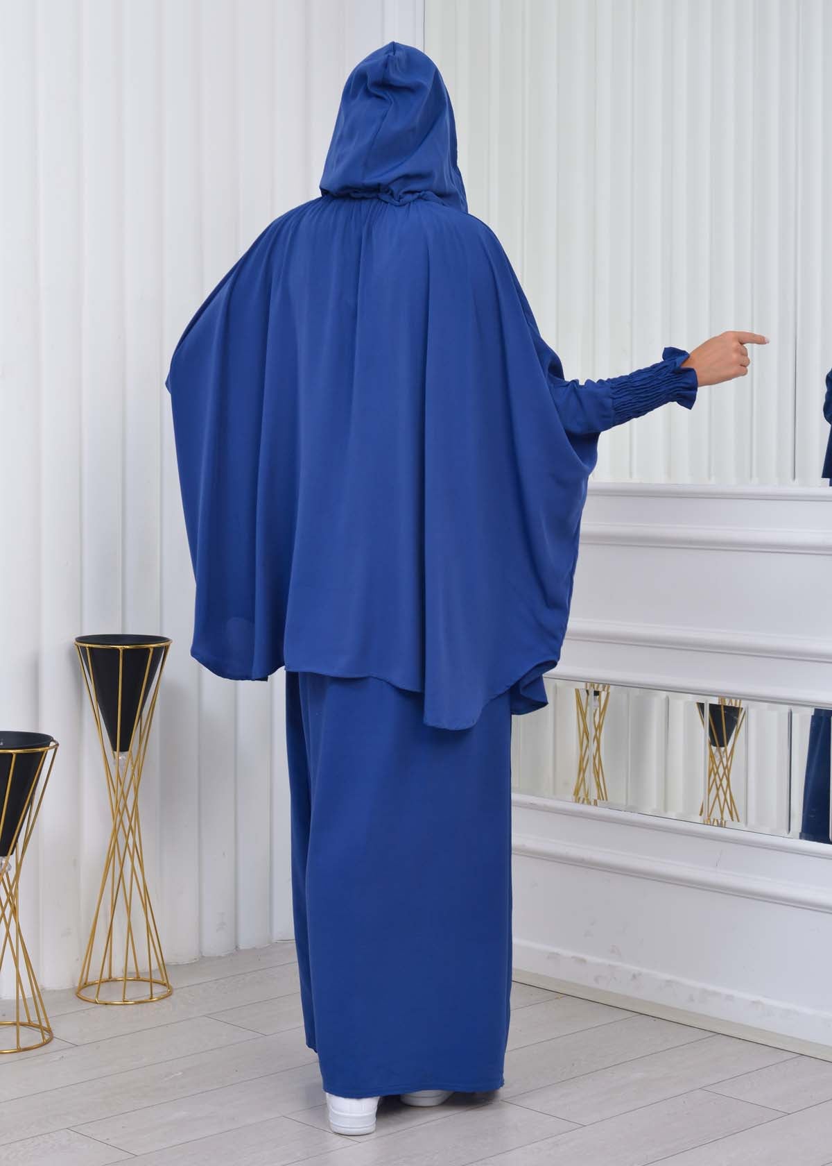 Muslim Hijab Dresses For Women -Standard Size Hooded Veiled Sheet 824 - Meeresblau