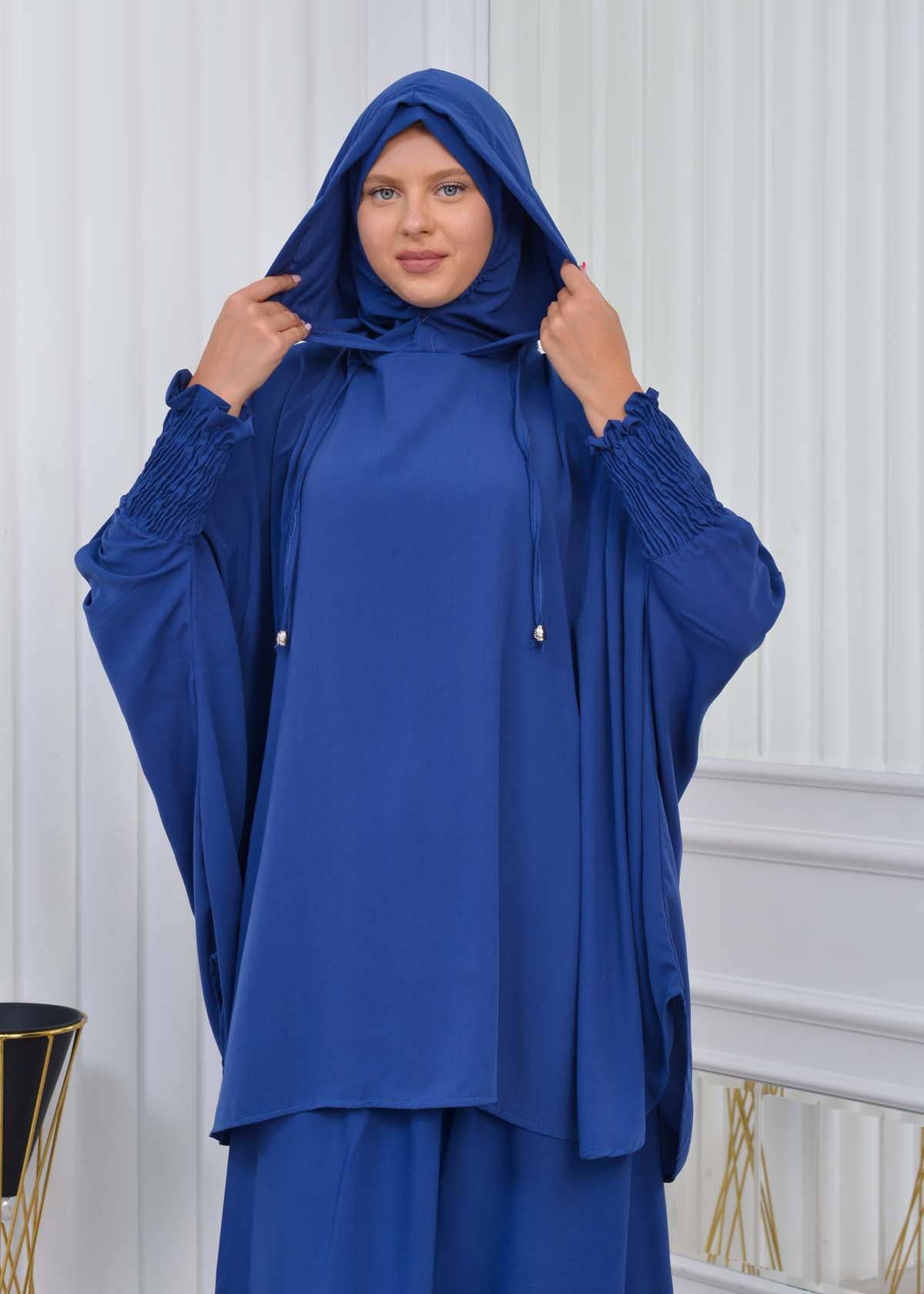 Muslim Hijab Dresses For Women -Standard Size Hooded Veiled Sheet 824 - Meeresblau