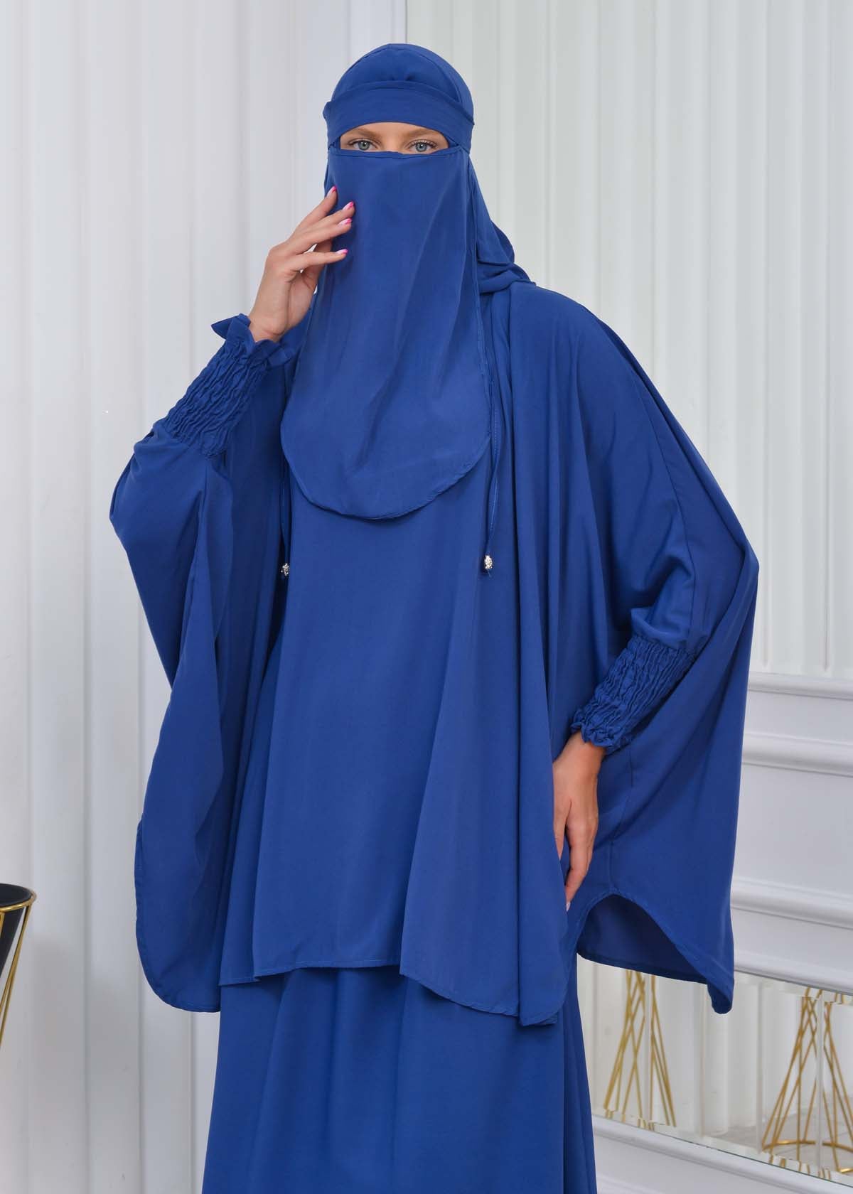 Muslim Hijab Dresses For Women -Standard Size Hooded Veiled Sheet 824 - Meeresblau