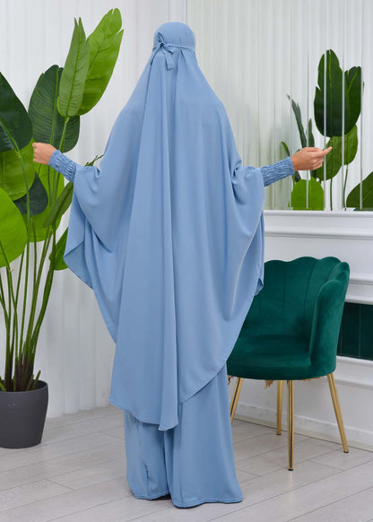 Zweiteiliges Isdal-Set mit gesmokten Ärmeln 822 - Babyblau