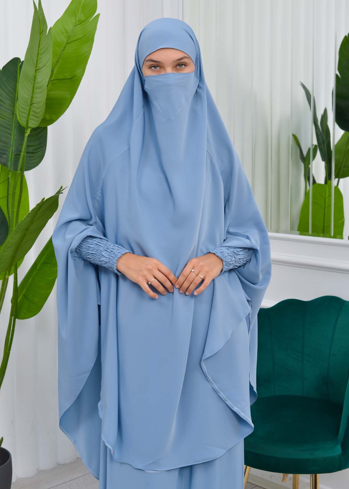 Zweiteiliges Isdal-Set mit gesmokten Ärmeln 822 - Babyblau