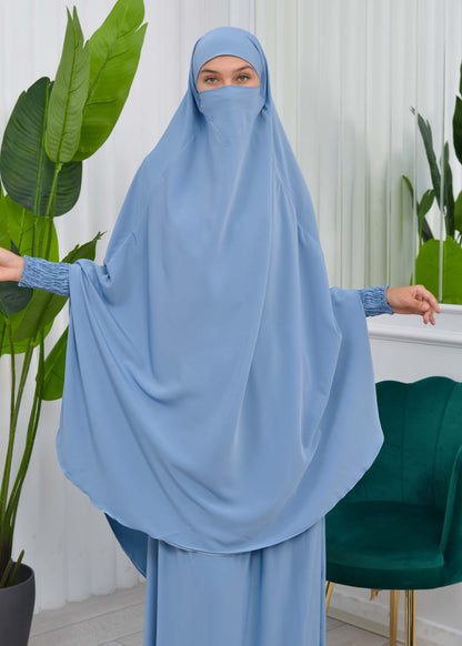 Zweiteiliges Isdal-Set mit gesmokten Ärmeln 822 - Babyblau