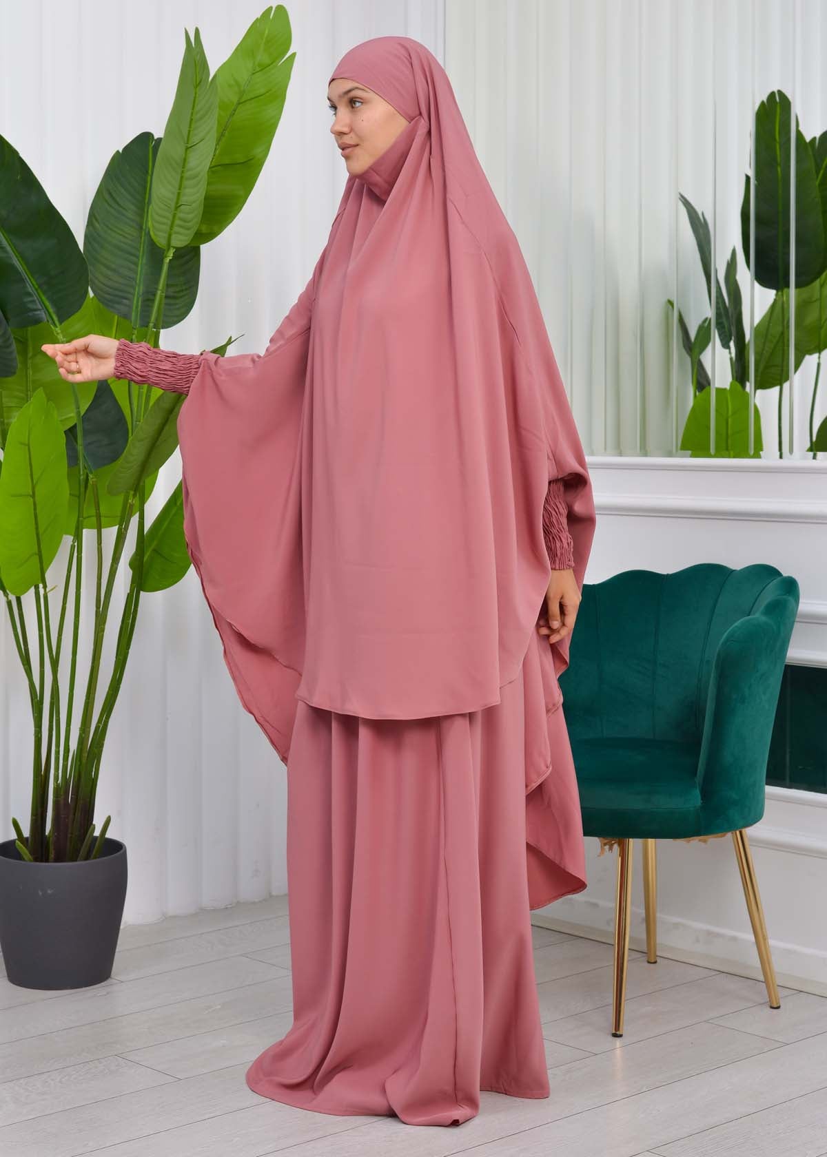 Zweiteiliges Isdal-Set mit gesmokten Ärmeln 822 - Hellrosa