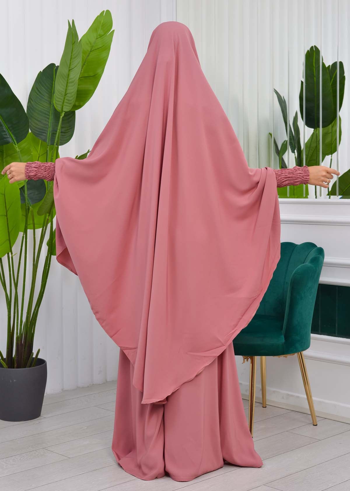 Zweiteiliges Isdal-Set mit gesmokten Ärmeln 822 - Hellrosa