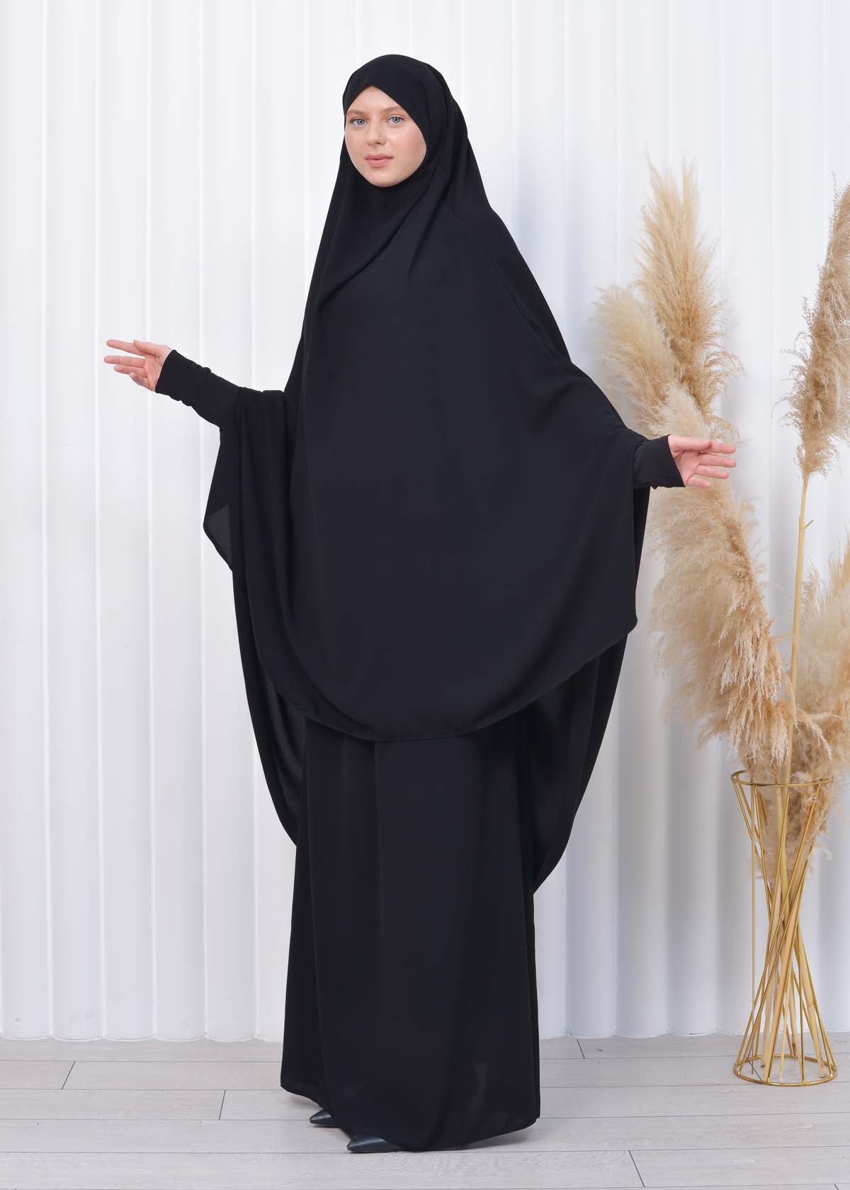 ISLAMIC WEARING Hijab 2Pieces Madine LIGRA Sleeve 822 - Schwarz