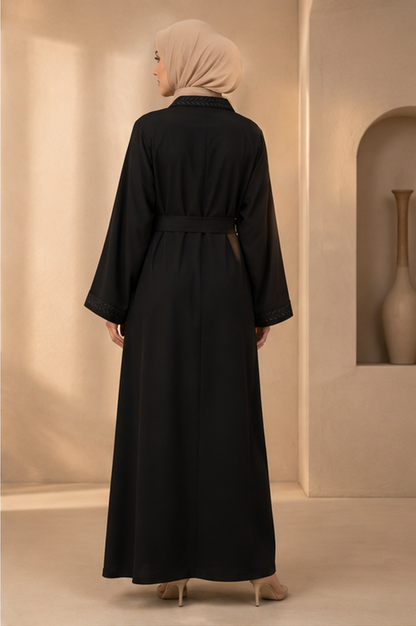 742  عباية تطريز كامل - Schwarz