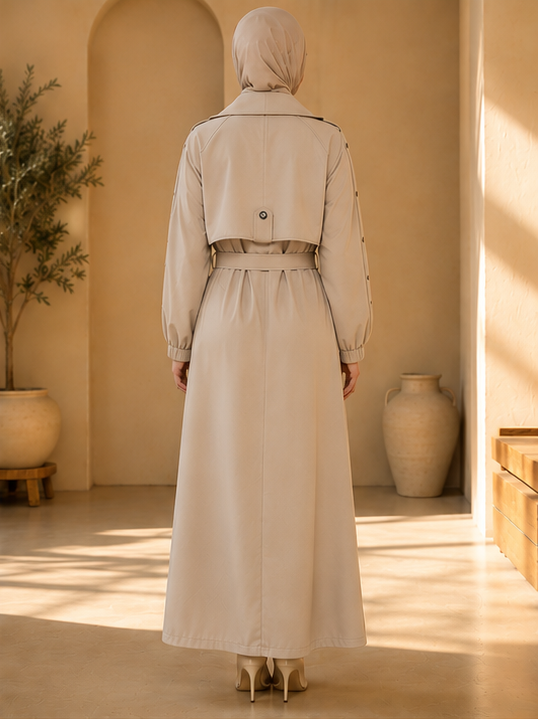 1246  مانطو كريستال أزرار - Beige