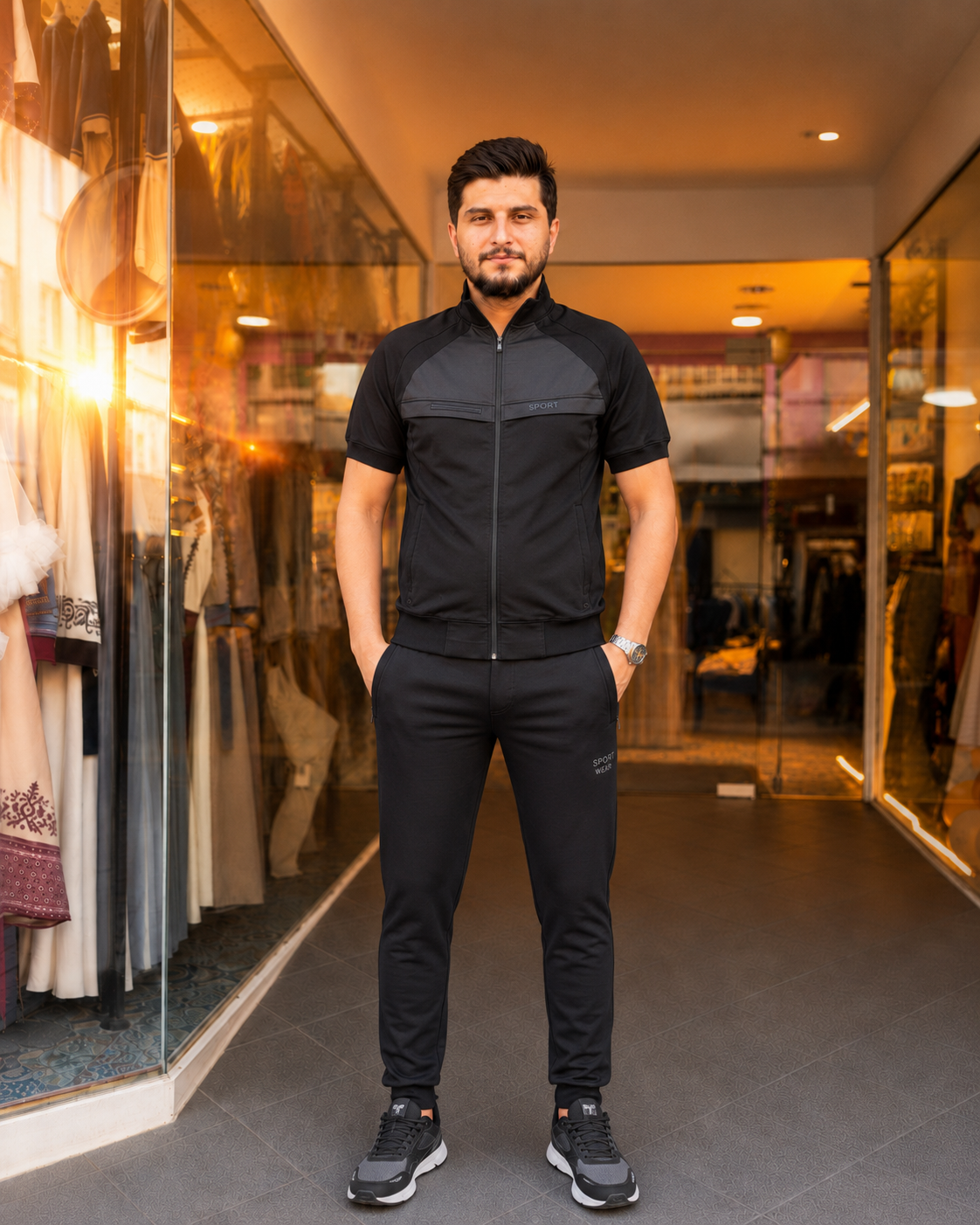 2202  بيجاما رجالي SPORT - Schwarz