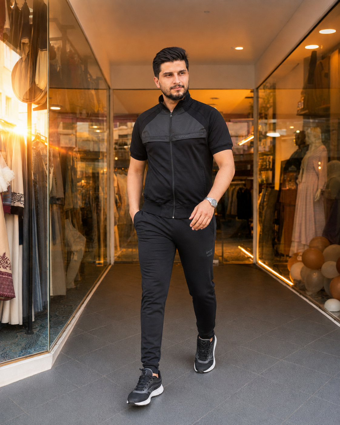 2202  بيجاما رجالي SPORT - Schwarz