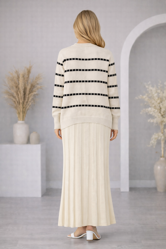 Zweiteiliges Strickkleid mit Rollkragen 4211 - Beige