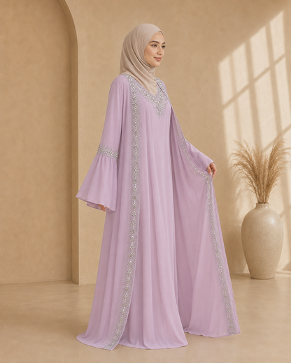4142  قفطان شيفون ألماس - Rosa