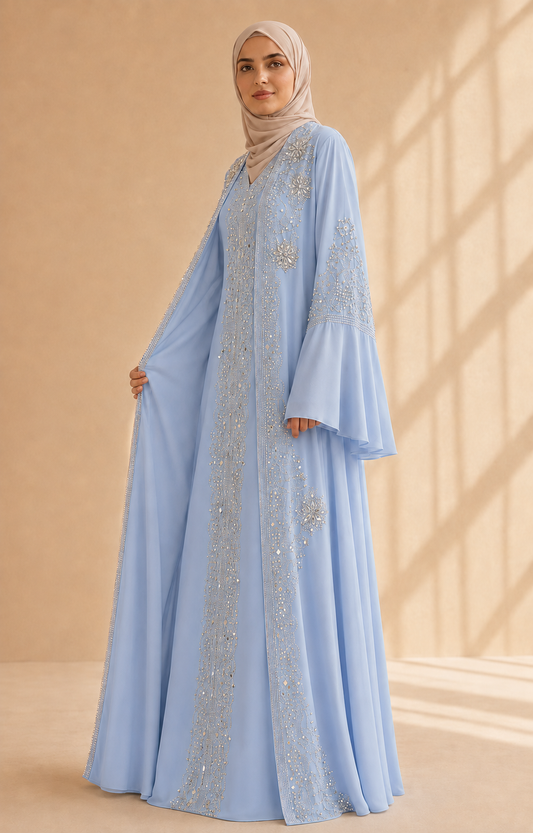 4141  قفطان ياقة دمعة - Babyblau