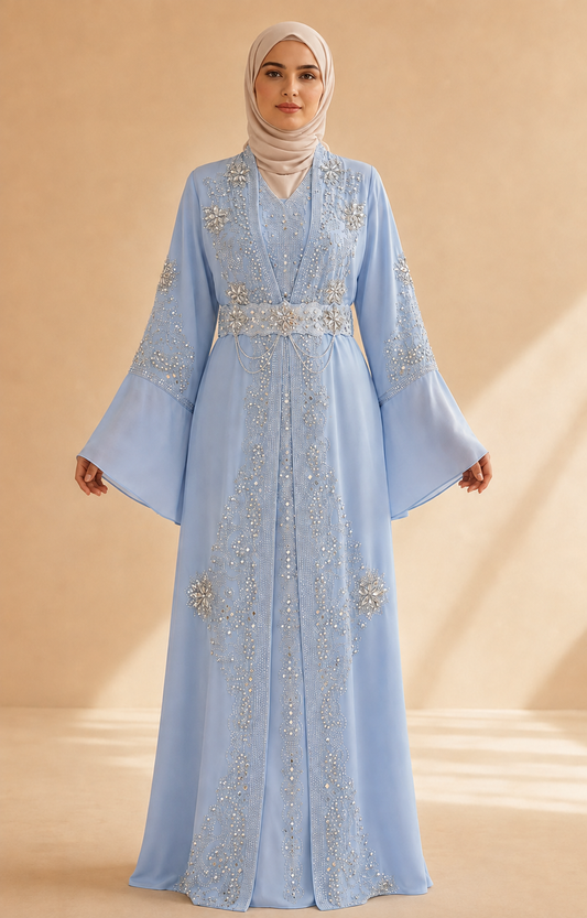 4141  قفطان ياقة دمعة - Babyblau