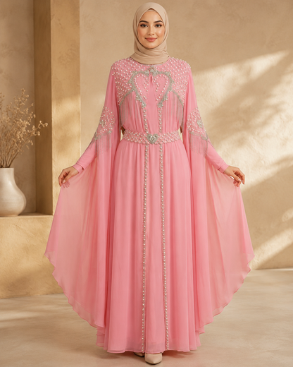 4140  قفطان قلب شراشيب - Rosa