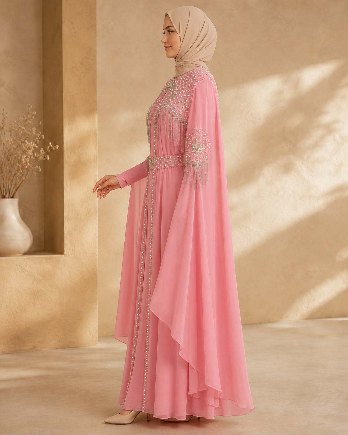 4140  قفطان قلب شراشيب - Rosa