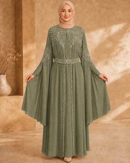 4140  قفطان قلب شراشيب - Khaki