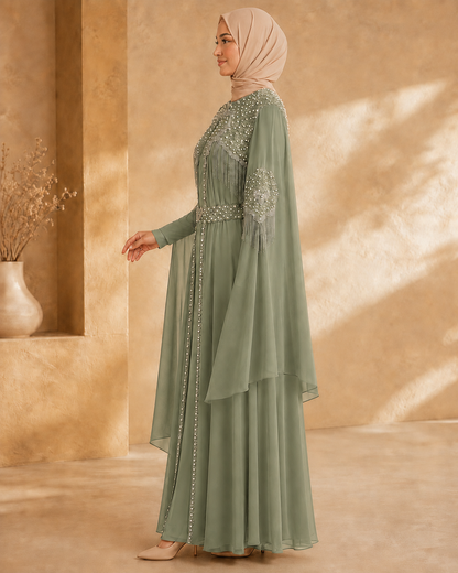 4140  قفطان قلب شراشيب - Khaki