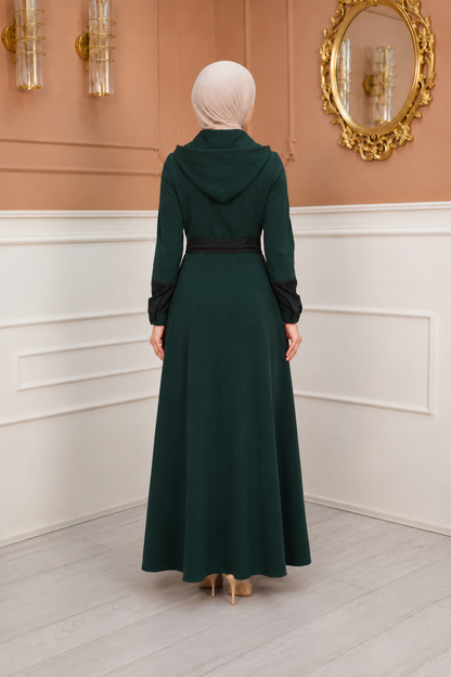 Eleganter luxuriöser Prada-Mantel mit abnehmbarem Kapuzenkragen 1234 - Khaki