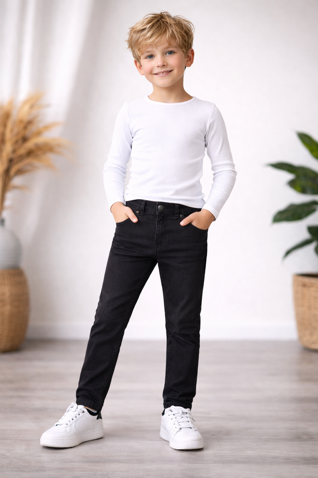 Kinder Jeans mit elastischem Bund 3502 - Schwarz Hover Image