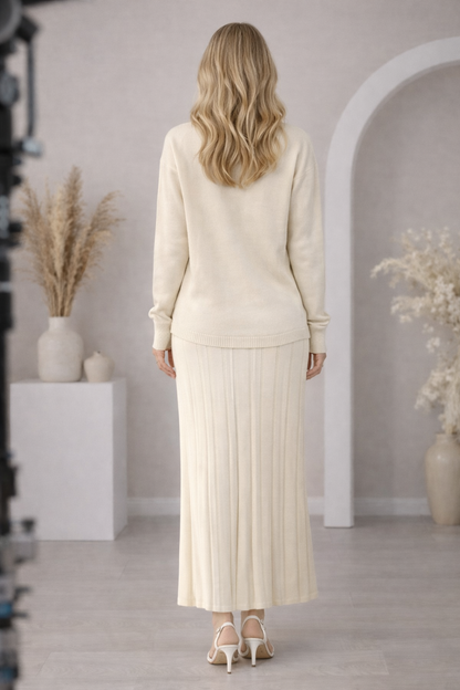 Eleganter zweiteiliger Strickanzug für Damen 4201 - Ecru