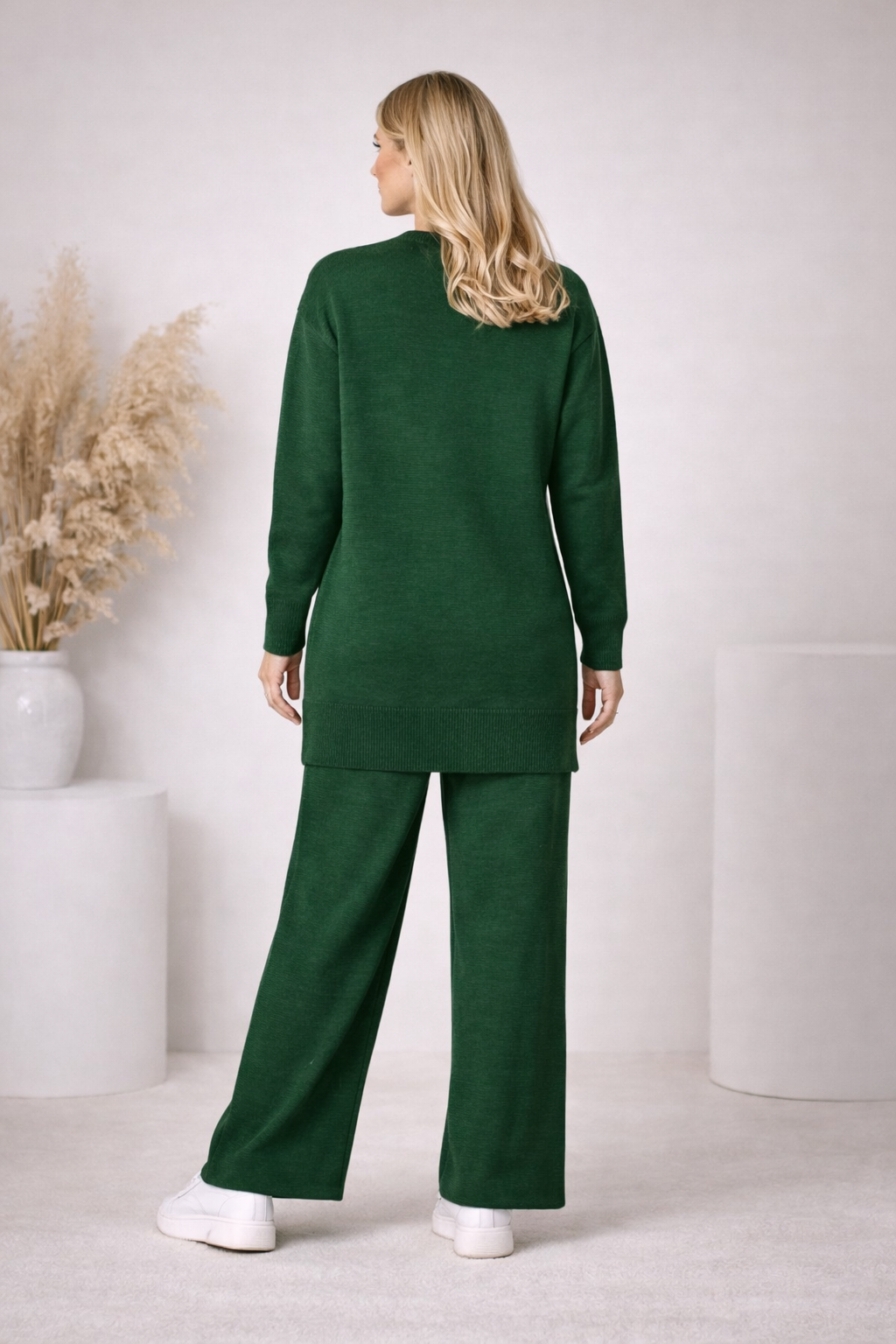 Damen Strick-Set mit Schleifen-Verzierung 4200 - Khaki