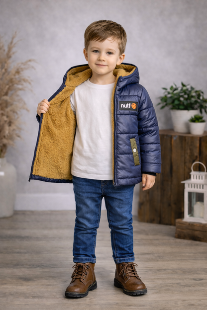 Wetterfeste Jungenjacke mit warmem Fellfutter 5003 - Dunkelblau