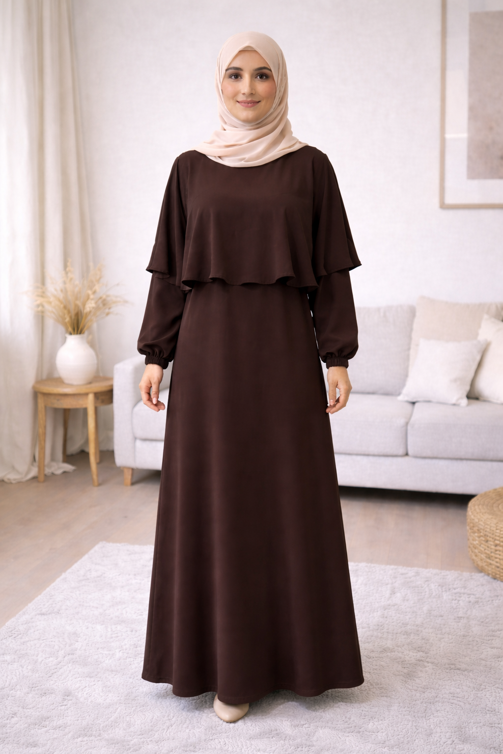 Scharia-Kleid aus luxuriöser Medina-Seide 841 - Braun