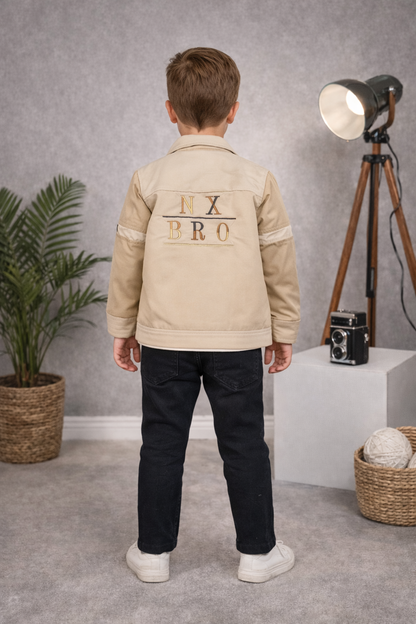 Jungen-Set 3-teilig mit moderner Jacke 3513 - Beige