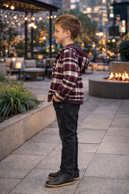 Jungen Winterset 3-teilig Flanellhemd und Jeans 3512 - Bordeaux