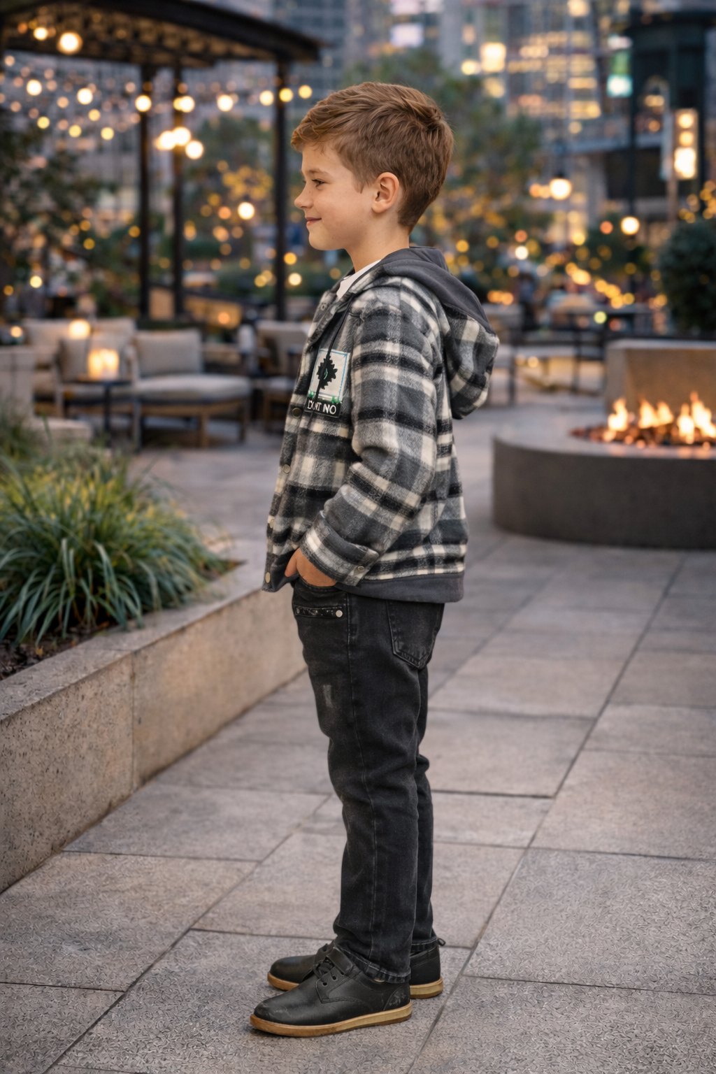 Jungen Winterset 3-teilig Flanellhemd und Jeans 3512 - Schwarz