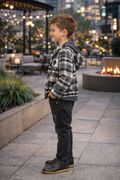 Jungen Winterset 3-teilig Flanellhemd und Jeans 3512 - Schwarz