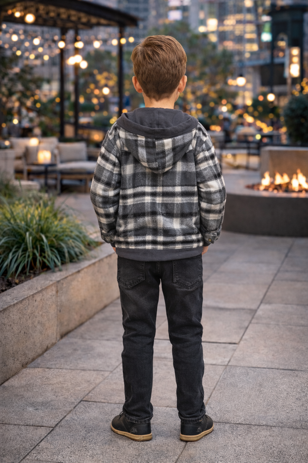 Jungen Winterset 3-teilig Flanellhemd und Jeans 3512 - Schwarz