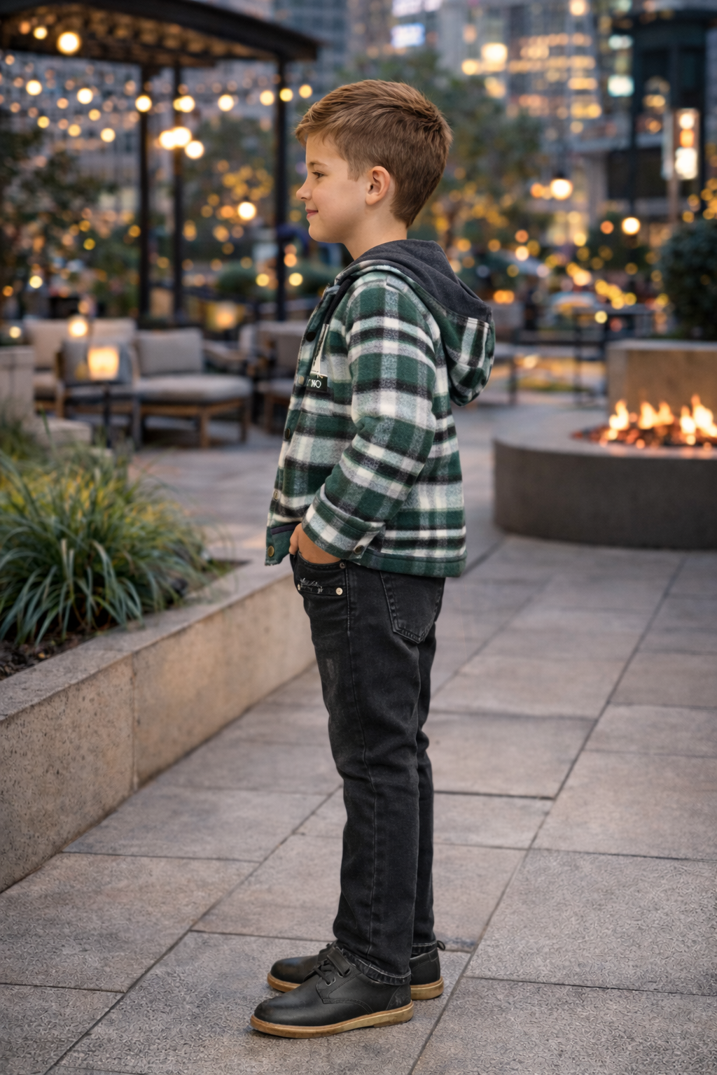 Jungen Winterset 3-teilig Flanellhemd und Jeans 3512 - Khaki