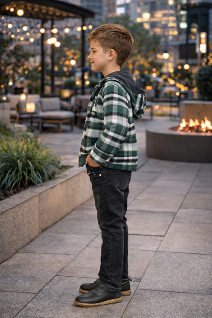 Jungen Winterset 3-teilig Flanellhemd und Jeans 3512 - Khaki