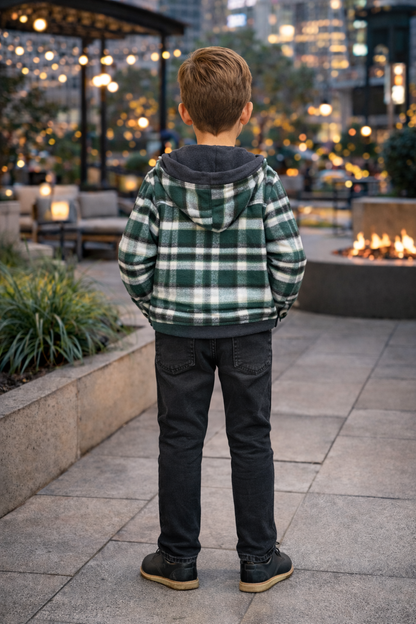 Jungen Winterset 3-teilig Flanellhemd und Jeans 3512 - Khaki