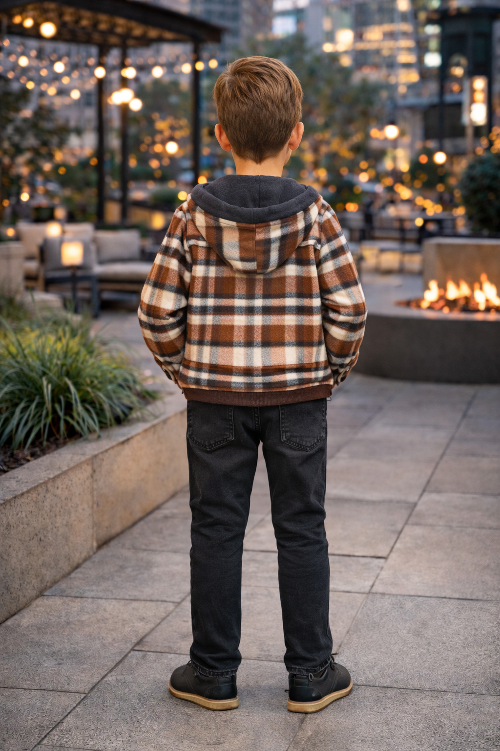 Jungen Winterset 3-teilig Flanellhemd und Jeans 3512 - Braun