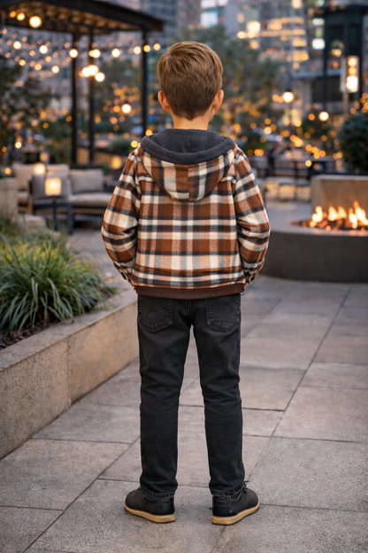 Jungen Winterset 3-teilig Flanellhemd und Jeans 3512 - Braun