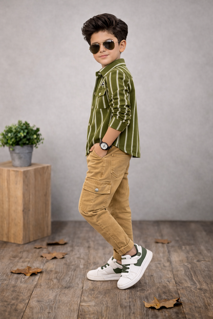 Lässiges Jungen-Set 3-teilig 3521 - Khaki
