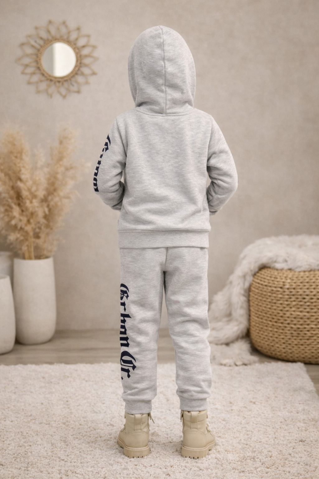 Mädchen Pyjama-Set aus 3-Faden-Sweatstoff 3126 - Grau