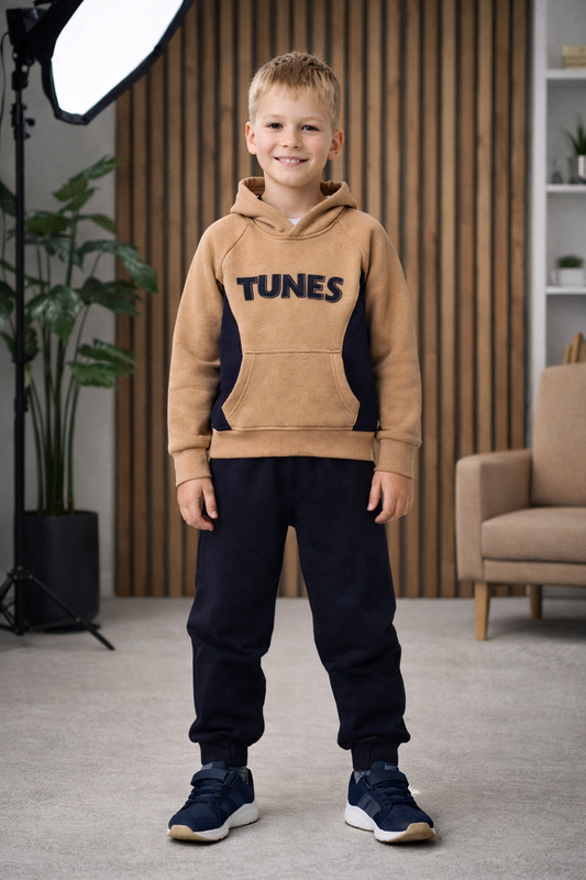 Jungen Pyjama-Set aus 3-Faden-Sweatstoff 3132 - Beige