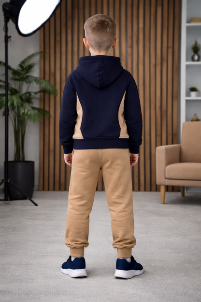 Jungen Pyjama-Set aus 3-Faden-Sweatstoff 3132 - Dunkelblau