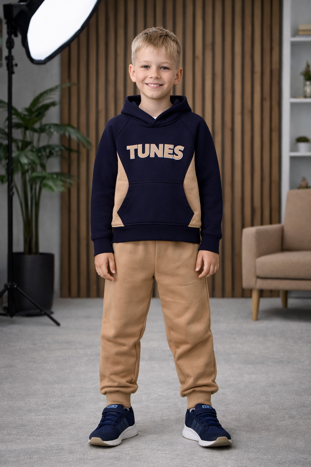 Jungen Pyjama-Set aus 3-Faden-Sweatstoff 3132 - Dunkelblau