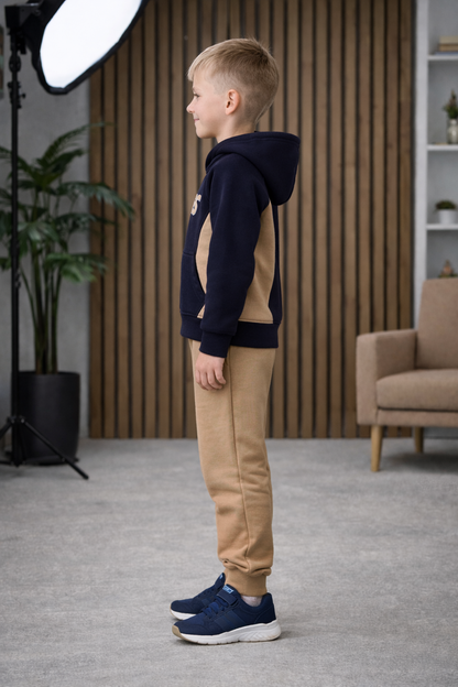 Jungen Pyjama-Set aus 3-Faden-Sweatstoff 3132 - Dunkelblau