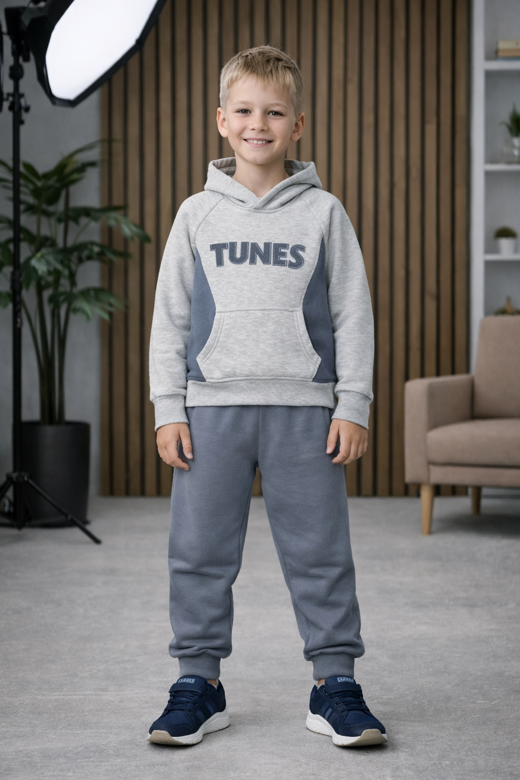 Jungen Pyjama-Set aus 3-Faden-Sweatstoff 3132 - Grau