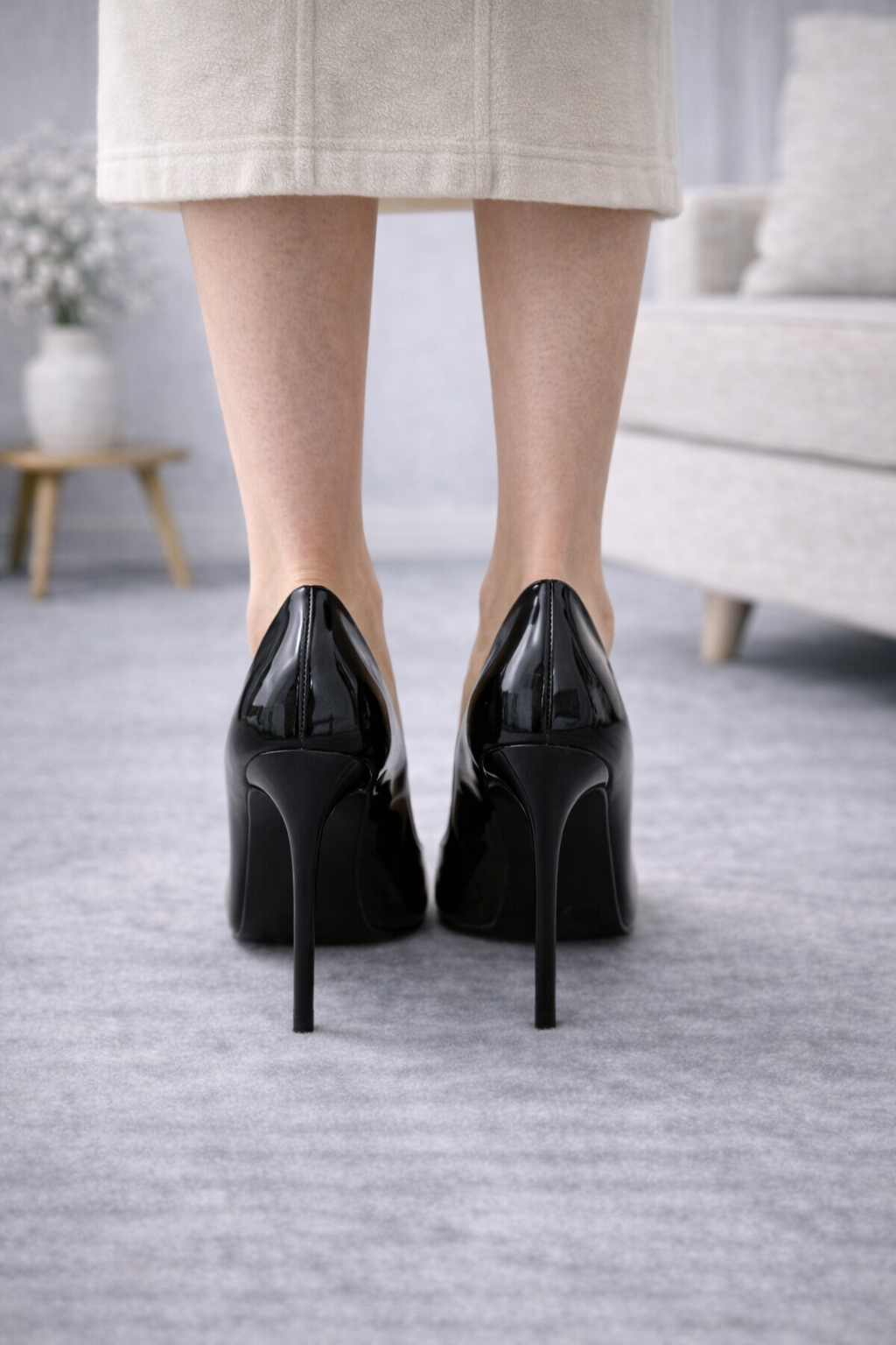 Klassische Lack-Pumps mit Pfennigabsatz 6301 - Schwarz