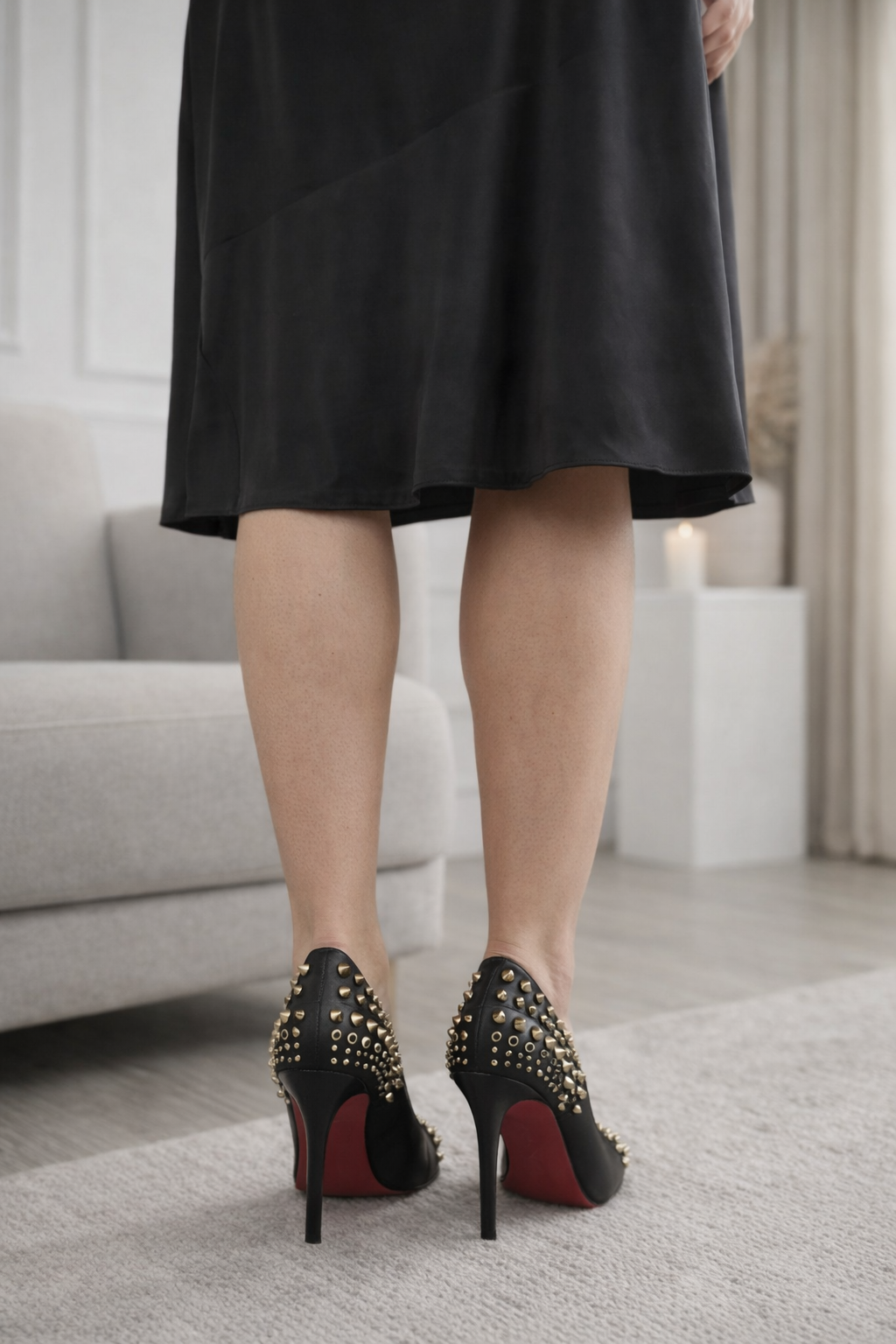 Schwarze Nieten-Pumps mit 10 cm Stiletto-Absatz 6317 - Schwarz