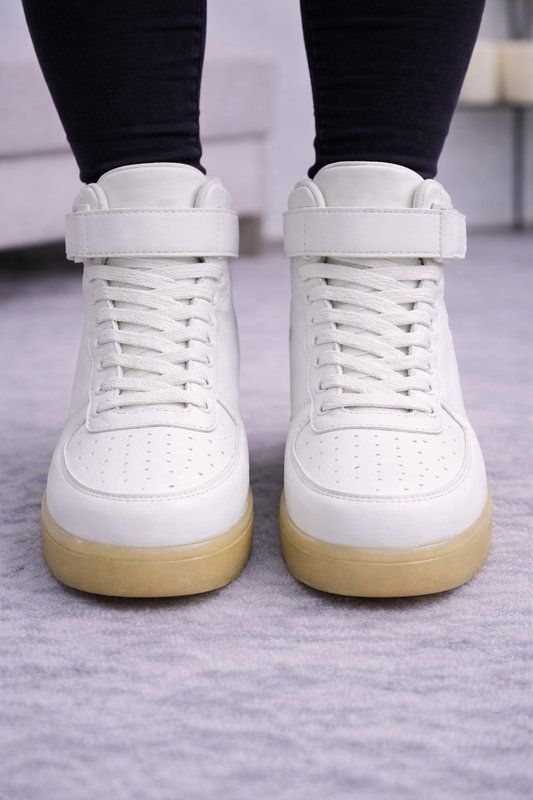 Weiße High-Top Leder-Sneaker mit Klettverschluss 6314 - Weiß