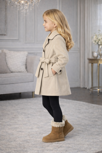 Mädchen-Trenchcoat aus Wollstoff 5109 - Creme