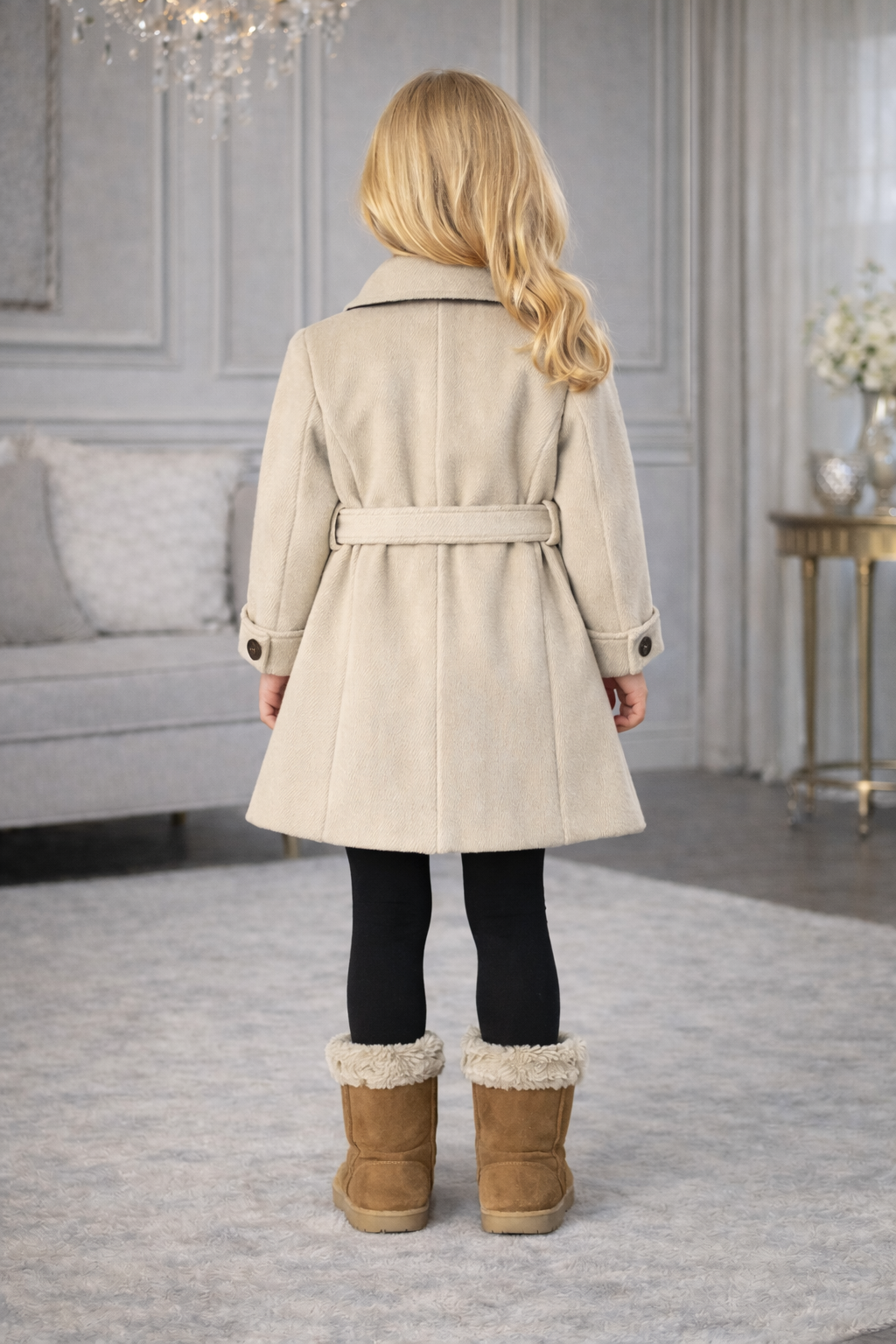 Mädchen-Trenchcoat aus Wollstoff 5109 - Creme